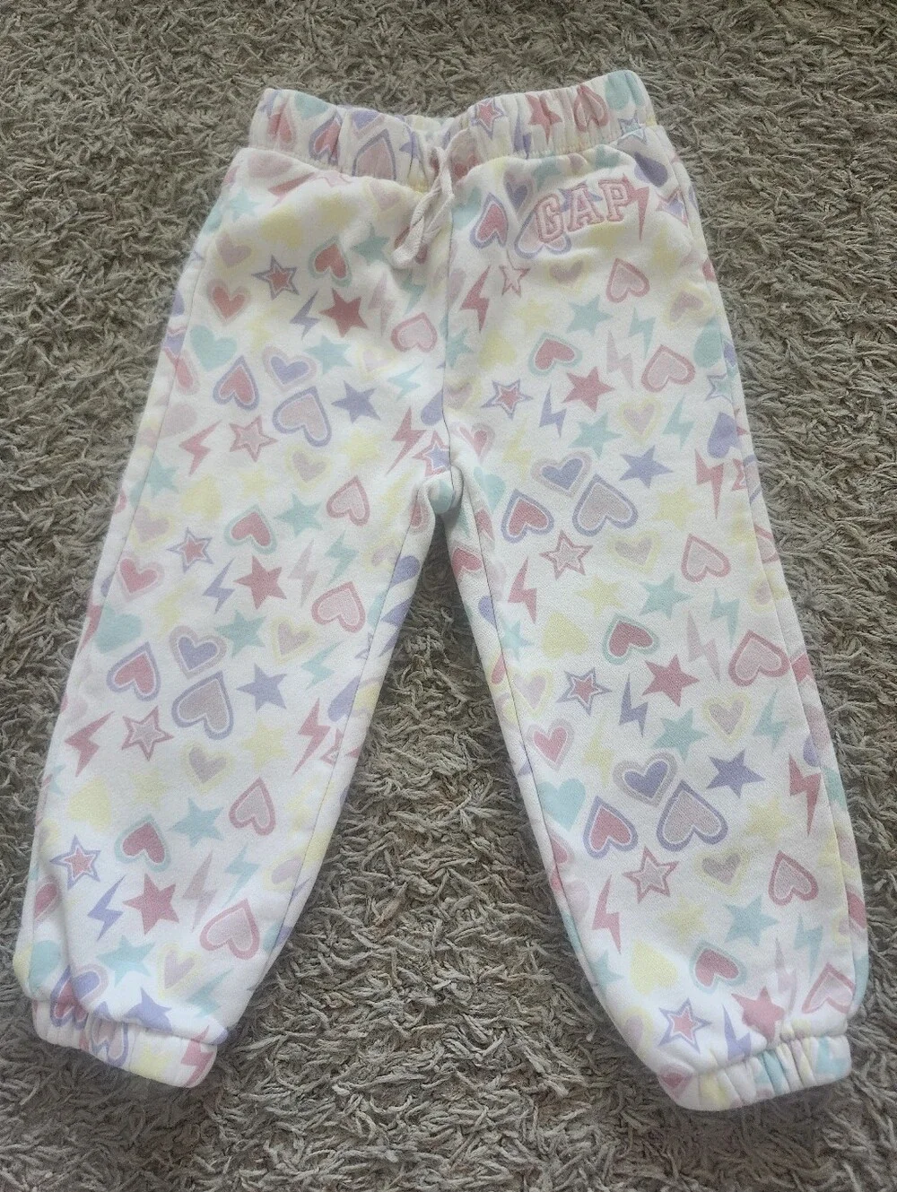 GAP Pastel Heart & Star Fleece Pants in Multi-Color